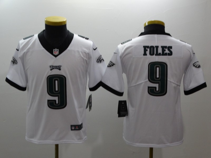 Youth Nike Eagles 9 Nick Foles White Youth Vapor Untouchable Player Limited Jersey