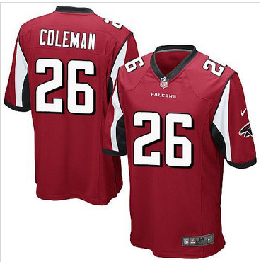 Youth Nike Falcons #26 Tevin Coleman Red Team Color Stitched NFL Elite Jersey