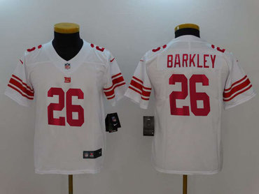 Youth Nike Giants 26 Saquon Barkley White Youth Vapor Untouchable Limited Jersey