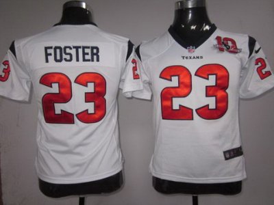 Youth NEW Houston Texans #23 Arian Foster White NEW NFL Jerseys W 10th Patch