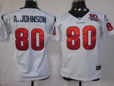 Youth NEW Houston Texans #80 Andre Johnson White NEW NFL Jerseys W 10th Patch