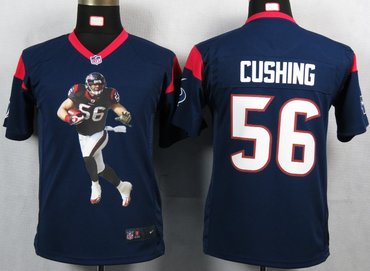 Youth NEW NFL Houston Texans 56 Cushing Blue Portrait Fashion Game Jerseys