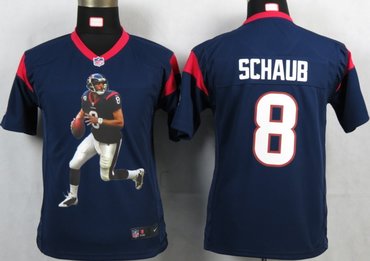Youth NEW NFL Houston Texans 8 Schaub Blue Portrait Fashion Game Jerseys