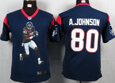 Youth NEW NFL Houston Texans 80 A.johnson Blue Portrait Fashion Game Jerseys