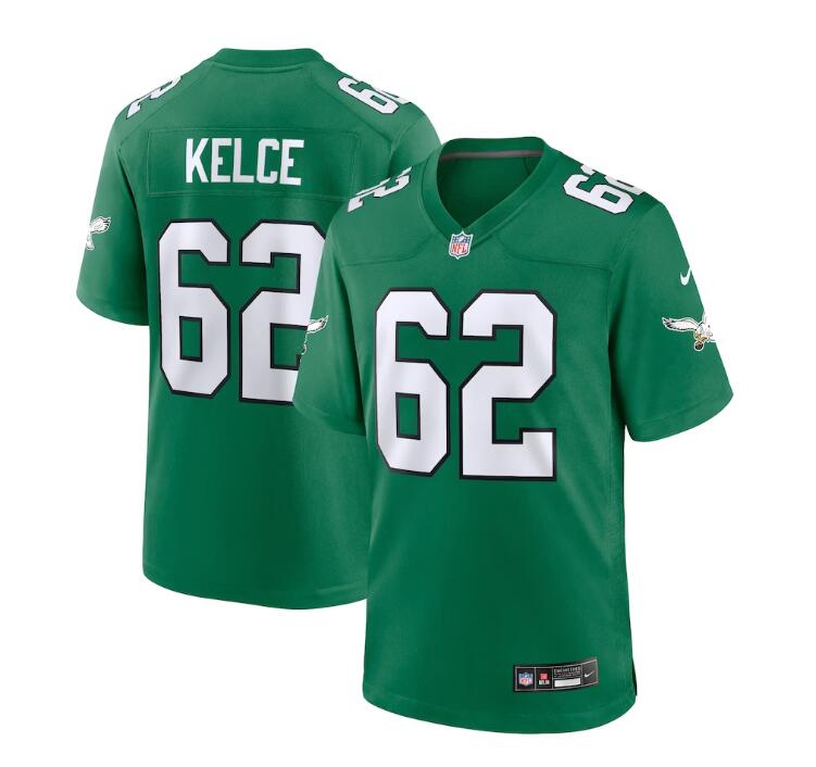 Youth Nike Jason Kelce Kelly Green Philadelphia Eagles Alternate Player Game Jersey