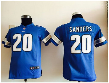 Youth Nike Lions #20 Barry Sanders Light Blue Team Color Stitched NFL Elite Jersey