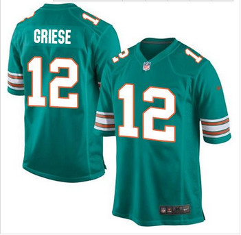 Youth Nike Miami Dolphins #12 Bob Griese Aqua Green Alternate Stitched NFL Elite Jersey