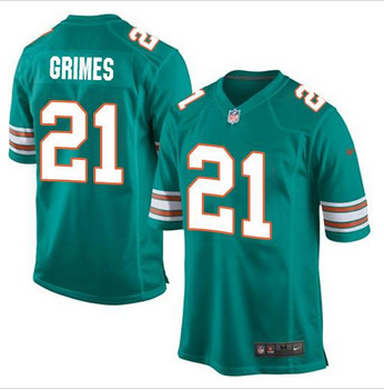 Youth Nike Miami Dolphins #21 Brent Grimes Aqua Green Alternate Stitched NFL Elite Jersey