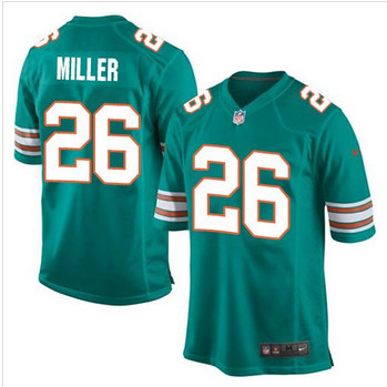 Youth Nike Miami Dolphins #26 Lamar Miller Aqua Green Alternate Stitched NFL Elite Jersey