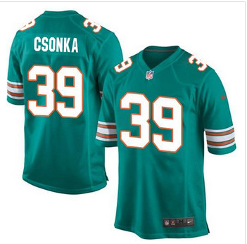 Youth Nike Miami Dolphins #39 Larry Csonka Aqua Green Alternate Stitched NFL Elite Jersey