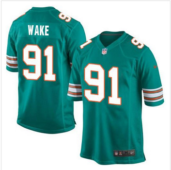 Youth Nike Miami Dolphins #91 Cameron Wake Aqua Green Alternate Stitched NFL Elite Jersey