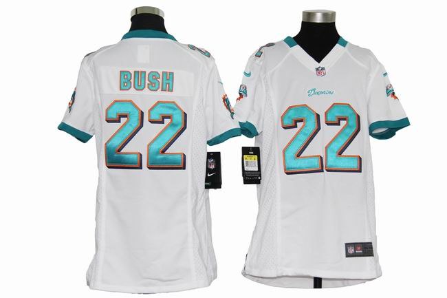 Youth NEW Miami Dolphins 22 Reggie Bush White Jerseys