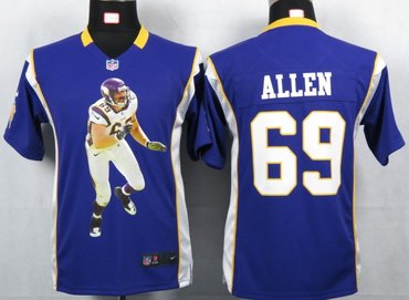 Youth NEW NFL Minnesota Vikings 69 Allen Purple Portrait Fashion Game Jerseys