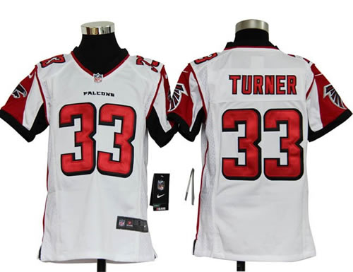Youth NEW NFL Atlanta Falcons 33 Michael Turner White Jerseys