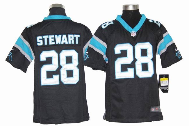 Youth NEW NFL Carolina Panthers 28 Jonathan Stewart Black Jerseys