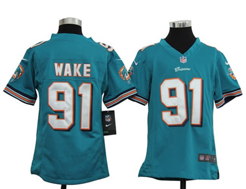 Youth NEW NFL Miami Dolphins 91 Cameron Wake Green Jerseys