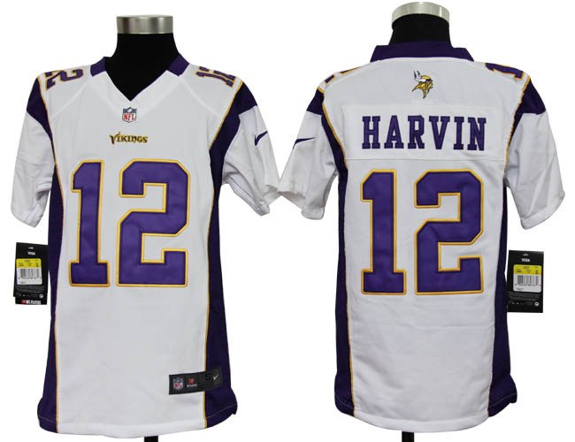 Youth NEW NFL Minnesota Vikings 12 Percy Harvin White Jerseys