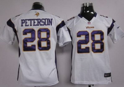 Youth NEW NFL Minnesota Vikings 28 Adrian Peterson White Jerseys