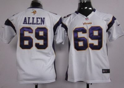 Youth NEW NFL Minnesota Vikings 69 Jared Allen White Jerseys