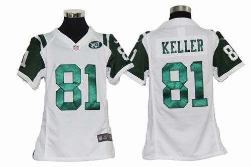 Youth NEW NFL New York Jets 81 Dustin Keller White Jerseys