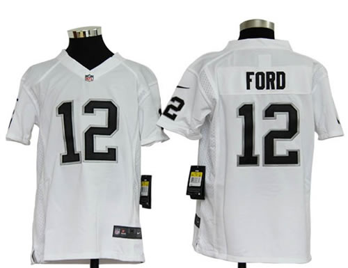 Youth NEW NFL Oakland Raiders 12 Jacoby Ford White Jerseys