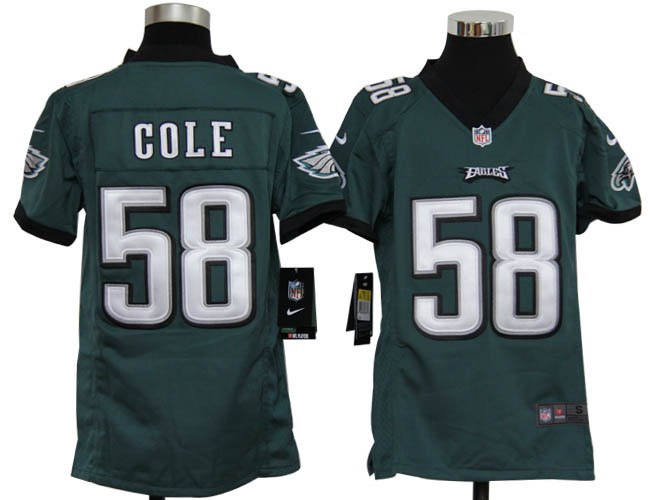 Youth NEW NFL Philadelphia Eagles 58 Trent Cole Green Jerseys