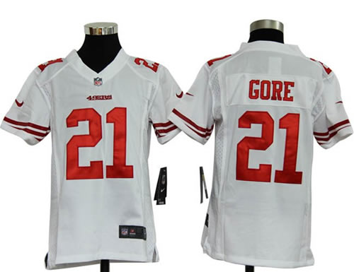 Youth NEW NFL San Francisco 49ers 21 Frank Gore White Jerseys