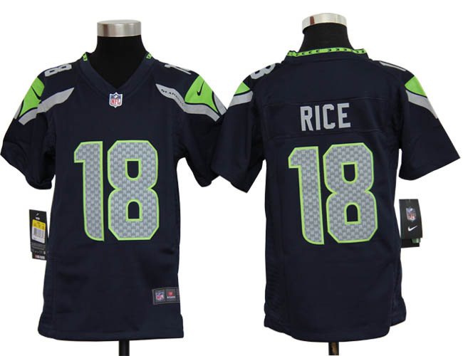Youth NEW NFL Seattle Seahawks 18 Sidney Rice Blue Jerseys