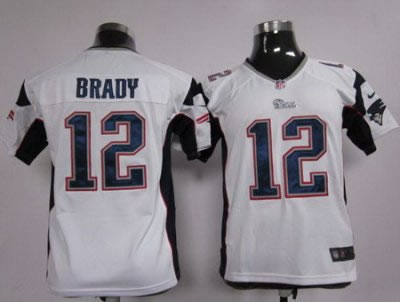 Youth NEW New England Patriots 12 Tom Brady White Jerseys