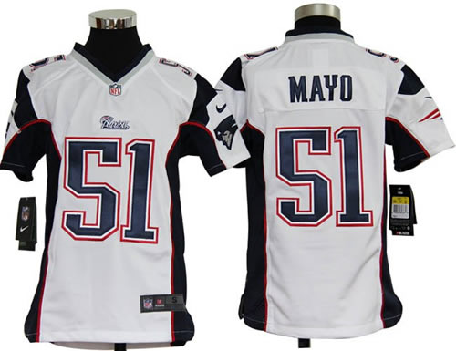 Youth NEW New England Patriots 51 Jerod Mayo White Jerseys