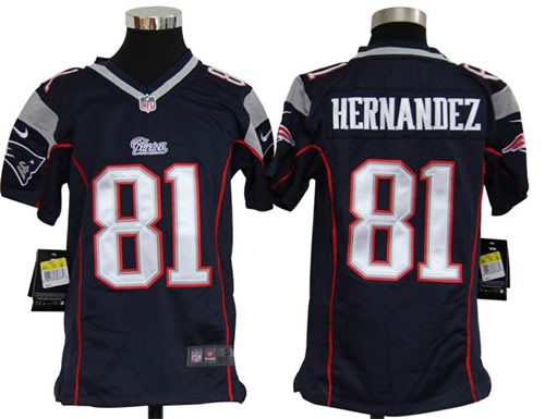 Youth NEW New England Patriots 81 Aaron Hernandez Blue Jerseys