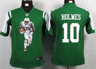 Youth NEW NFL New York Jets 10 Holmes Green Portrait Fashion Game Jerseys