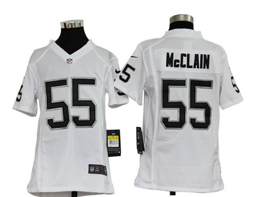 Youth NEW Oakland Raiders 55 Rolando Mcclain White Jerseys