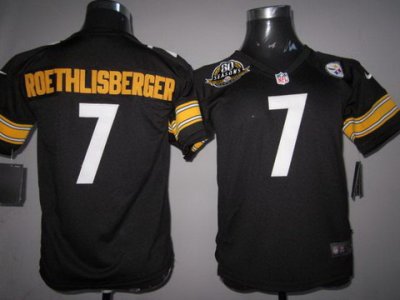 Youth NEW NFL Pittsburgh Steelers #7 Ben Roethlisberger Black W 80 Anniversary Patch