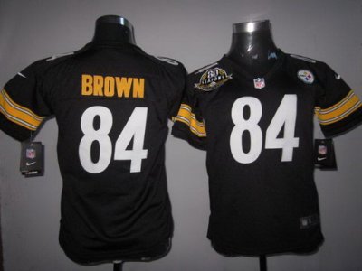 Youth NEW Pittsburgh Steelers #84 Antonio Brown Black NEW NFL Jerseys W 80 Anniversary Patch