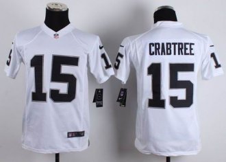 Youth Nike Raiders #15 Michael Crabtree White Stitched NFL Elite Jersey