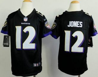 Youth Nike Ravens #12 Jacoby Jones Black Alternate NFL New Elite Jersey
