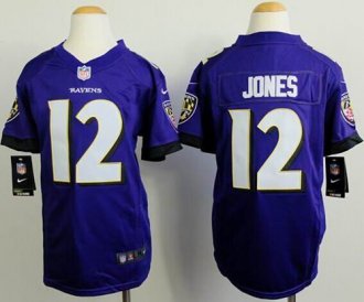 Youth Nike Ravens #12 Jacoby Jones Purple Team Color NFL New Elite Jersey