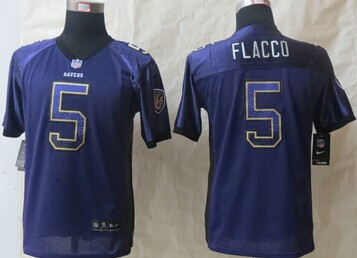 Youth Nike Ravens #5 Joe Flacco Purple Team Color NFL Elite Drift Fashion Jersey