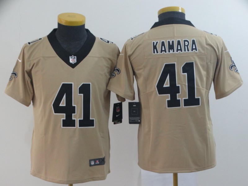 Youth Nike Saints 41 Alvin Kamara Cream Youth Inverted Legend Limited Jersey