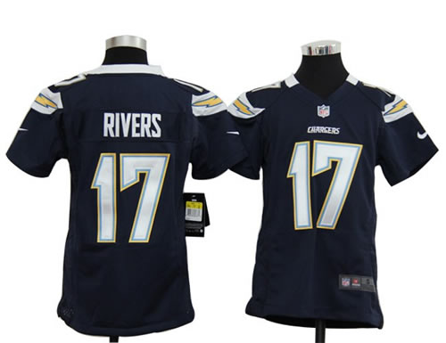 Youth NEW San Diego Chargers 17# Philip Rivers Dark Blue Jerseys