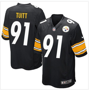 Youth Nike Steelers #91 Stephon Tuitt Black Team Color Stitched NFL Elite Jersey