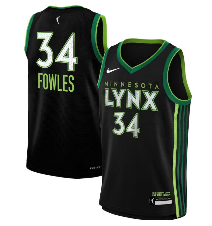 Youth Nike Sylvia Fowles Black Minnesota Lynx 2023 Rebel Edition Victory Player Jersey