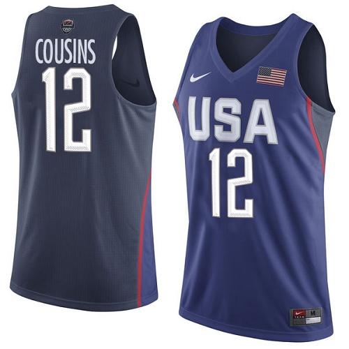 Youth Nike Team USA #12 DeMarcus Cousins Navy Blue 2016 Dream Team Game NBA Jersey