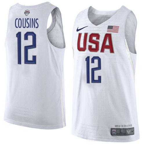 Youth Nike Team USA #12 DeMarcus Cousins White 2016 Dream Team Game NBA Jersey