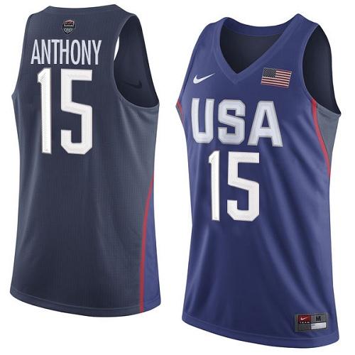 Youth Nike Team USA #15 Carmelo Anthony Navy Blue 2016 Dream Team Game NBA Jersey