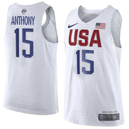 Youth Nike Team USA #15 Carmelo Anthony White 2016 Dream Team Game NBA Jersey