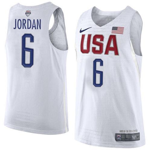 Youth Nike Team USA #6 DeAndre Jordan White 2016 Dream Team Game NBA Jersey