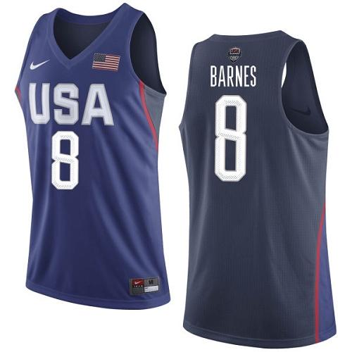Youth Nike Team USA #8 Harrison Barnes Navy Blue 2016 Dream Team Game NBA Jersey