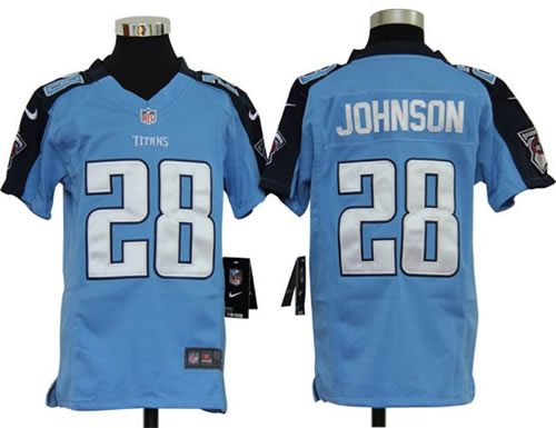 Youth NEW Tennessee Titans 28 Chris Johnson Blue Jerseys